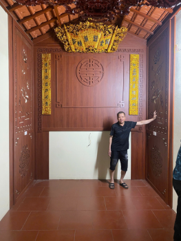 Vách ngăn phòng thờ CNC chữ Đức – Lưu – Quang, Phúc – Lộc – Thọ